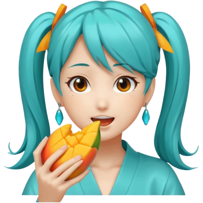 Hatsune miku eating mango emoji