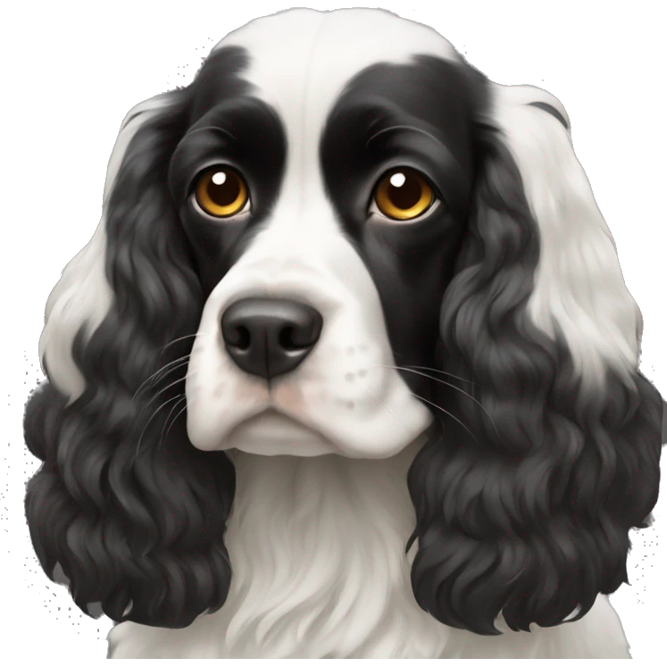 Small completely black king spaniel with white on chest emoji