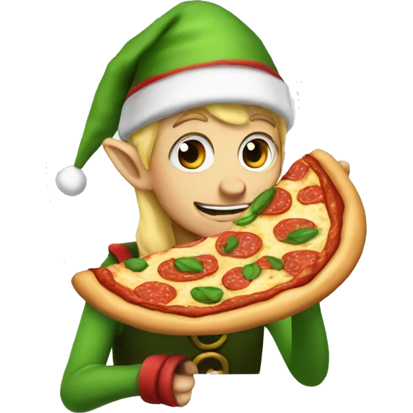 Elf eating pizza emoji
