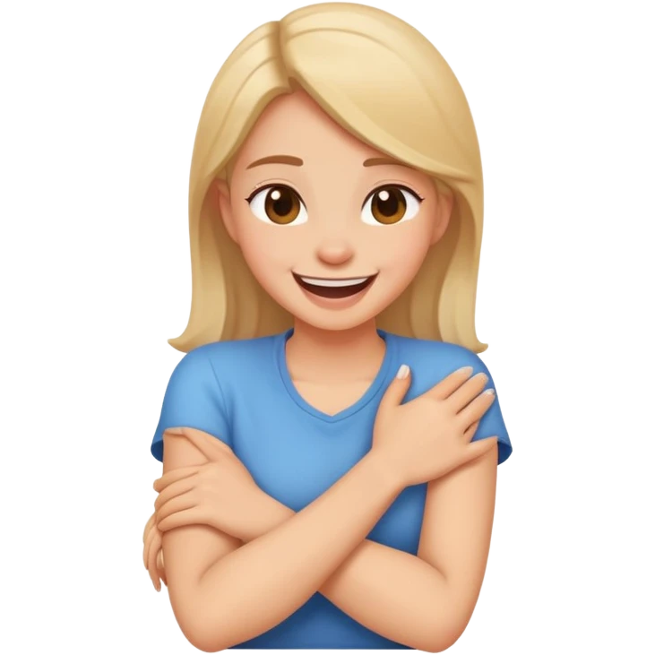 arms crossed holding neck laughing girl emoji