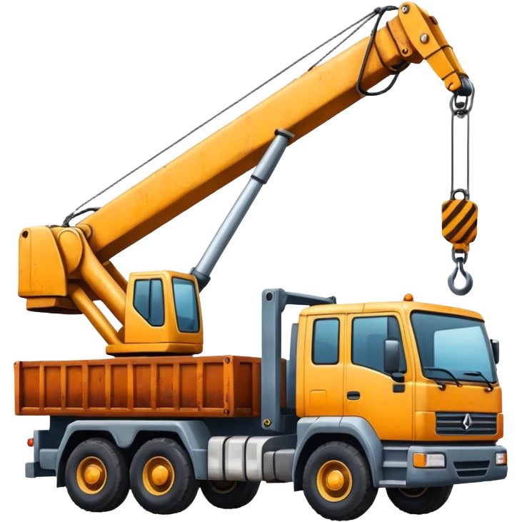 Create a crane truck with a long extendable arm lifting materials. emoji
