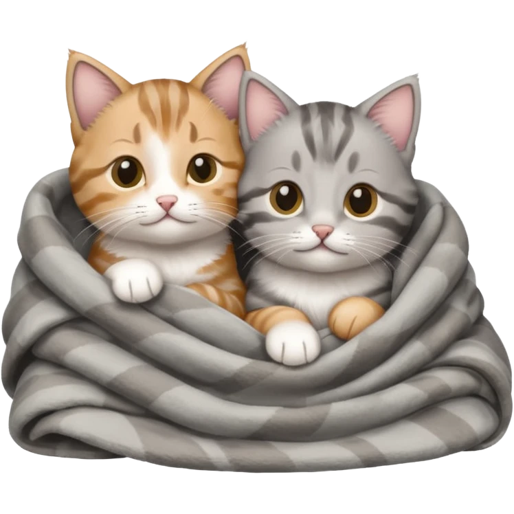 Two kittens snuggling cozy in blanket emoji