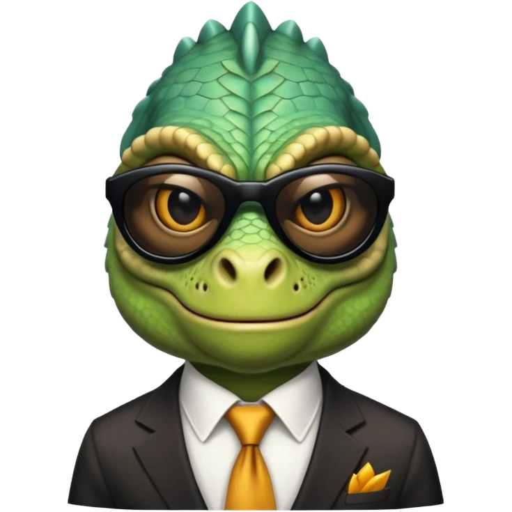 capitalist iguana banker godfather with black sunglasses breakdance scaring emoji