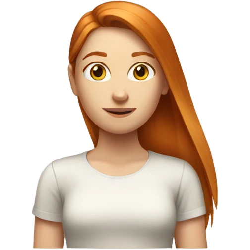 A girl has ginger, straight long hair. Her skin is white emoji