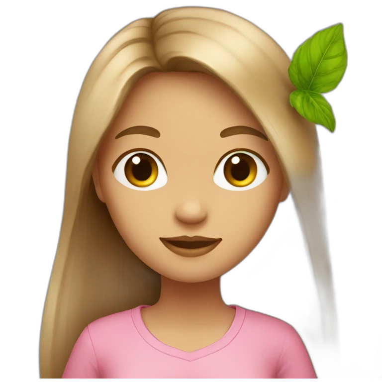 Light brown long hair girl pink shirt with mojito  emoji