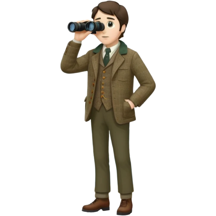 henry David thoreau full body birdwatching with binoculars emoji