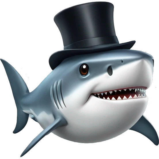 Shark with a top hat emoji