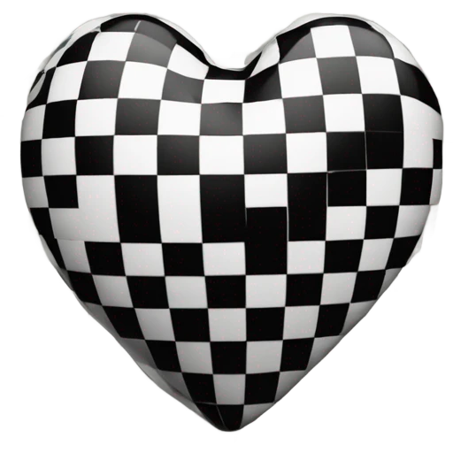 Heart with black and white checkers emoji