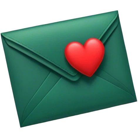 dark emerald envelope with heart  emoji