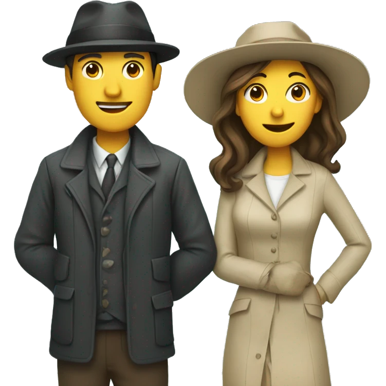 an couple, the man wearing hat and jacket. the gir wearing a dress emoji