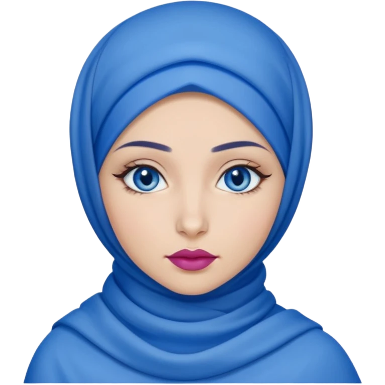 Turkish beautiful finish Konya girl blue eyes with blue hijab islamic dress and had on her hand blue rose lipstick emoji