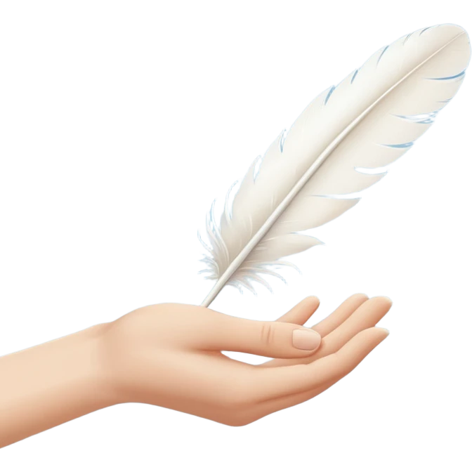Hand with a feather emoji