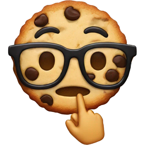 cookie glasses + raised finger emoji