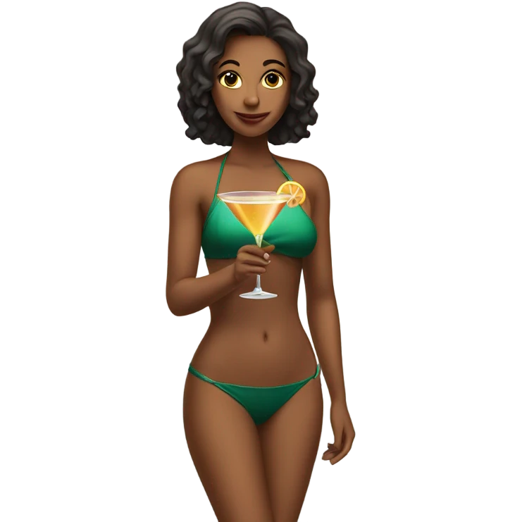 woman wearing bikini with martini emoji