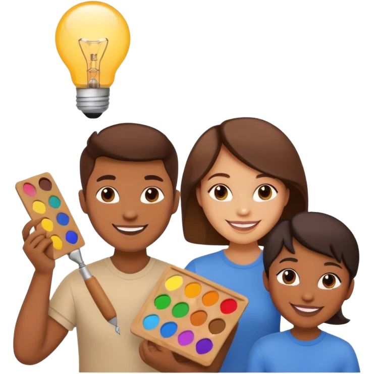 creative team with lightbulb and art palette emoji