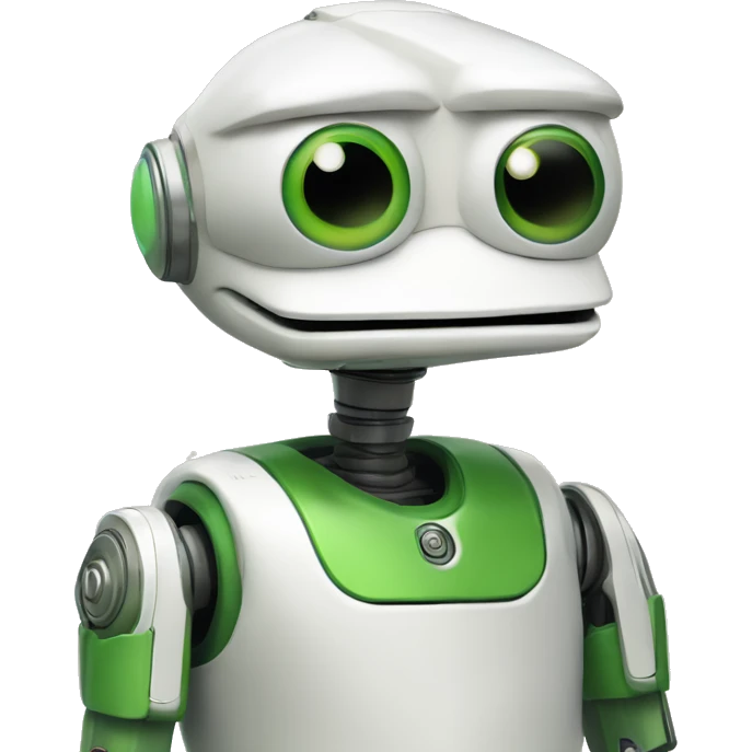 pepe the frog as a robot similar to astro robot but only the head (no body, no arms) emoji