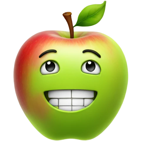 Apple with smiley face and thumbs up emoji