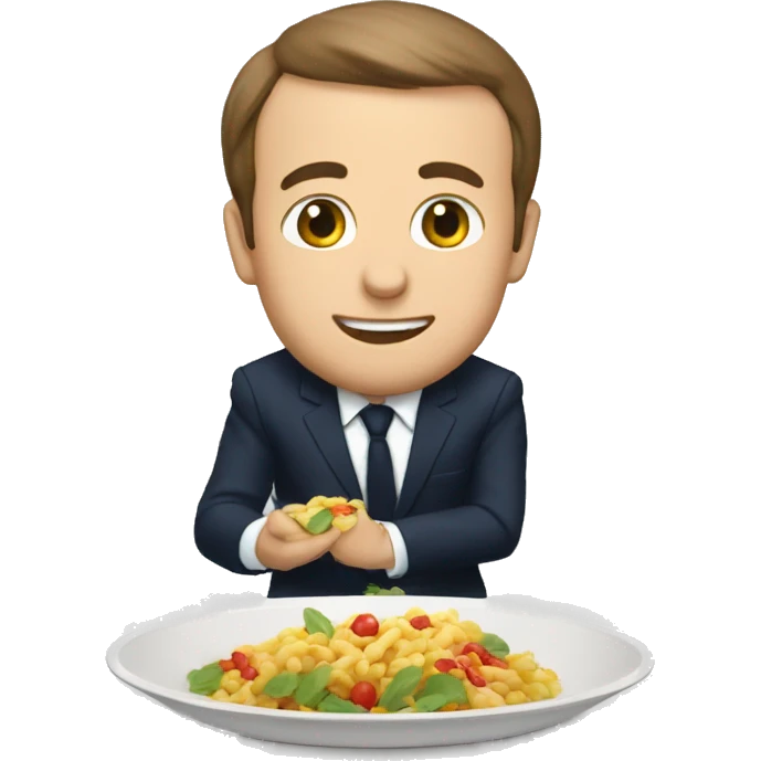 Macron en train de manger des pattes emoji
