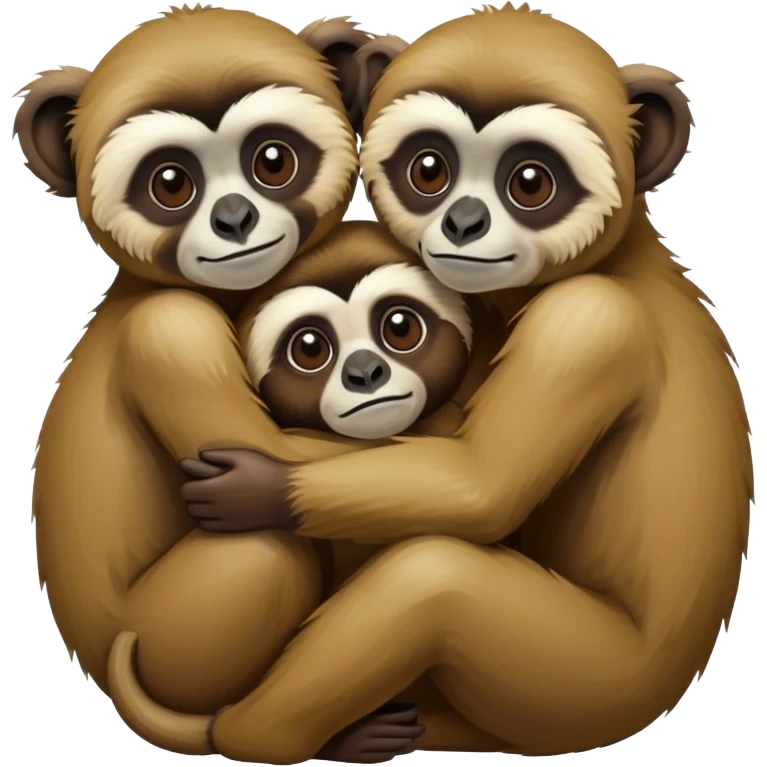 Male and female gibbon snuggling emoji