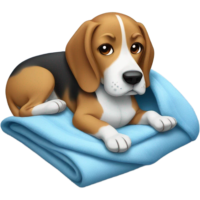 Cold Beagle UNDER many blue blankets emoji
