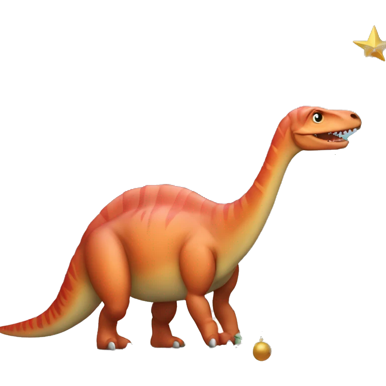 Dinosaur with christmas tree emoji