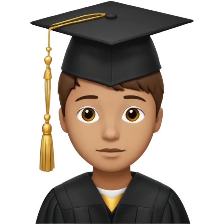 A young man with short brown hair, light brown skin, wearing a black graduation cap with a gold tassel. emoji