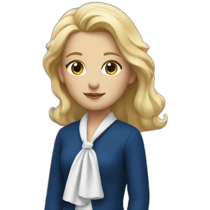 blonde girl in deep blue suit with white shawl emoji