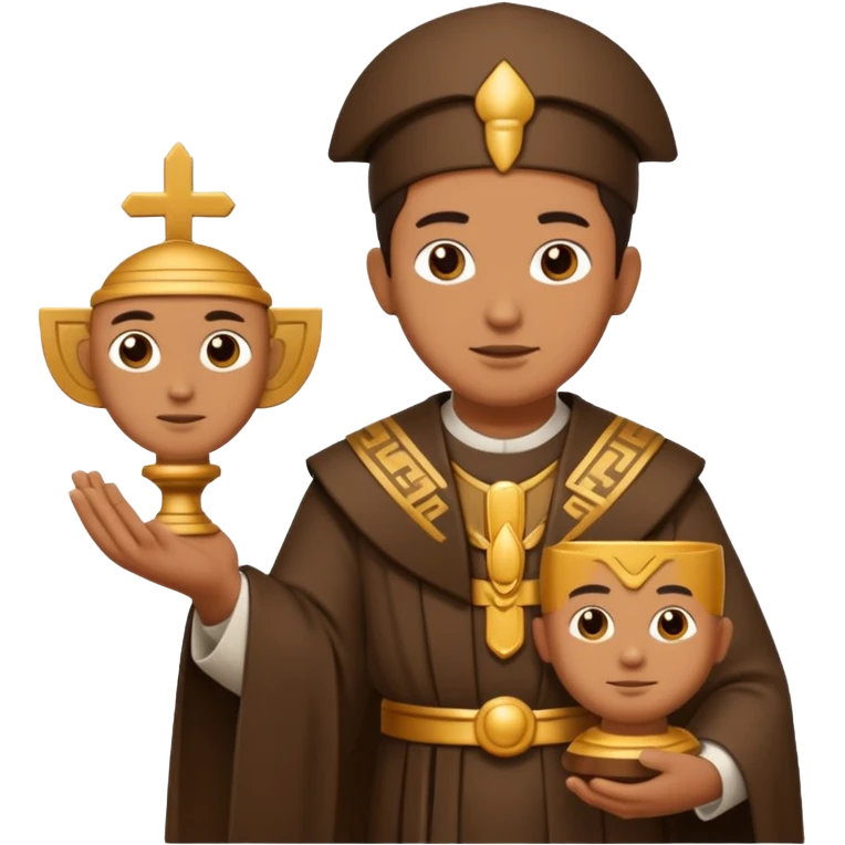Ancient  mpriests with sculpture emoji