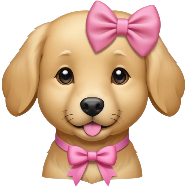 A retriever with a pink bow on it head  emoji