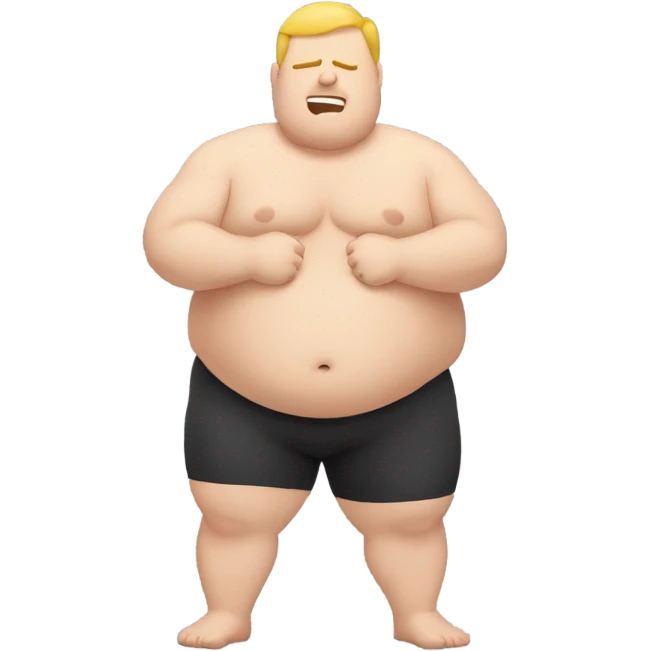 fat white guy shirtless doing sit-ups, side view emoji