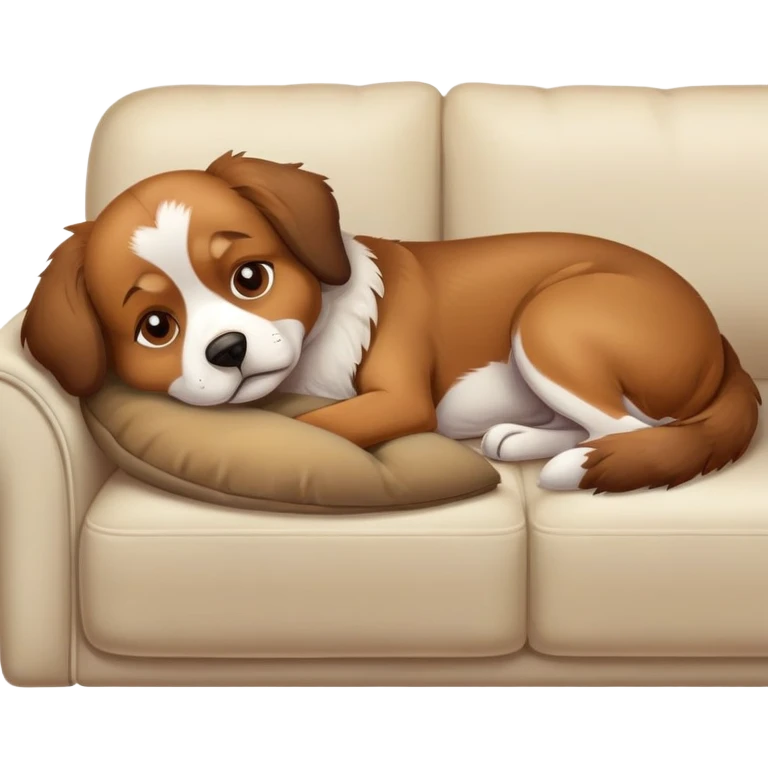 tired dog lying on a sofa emoji