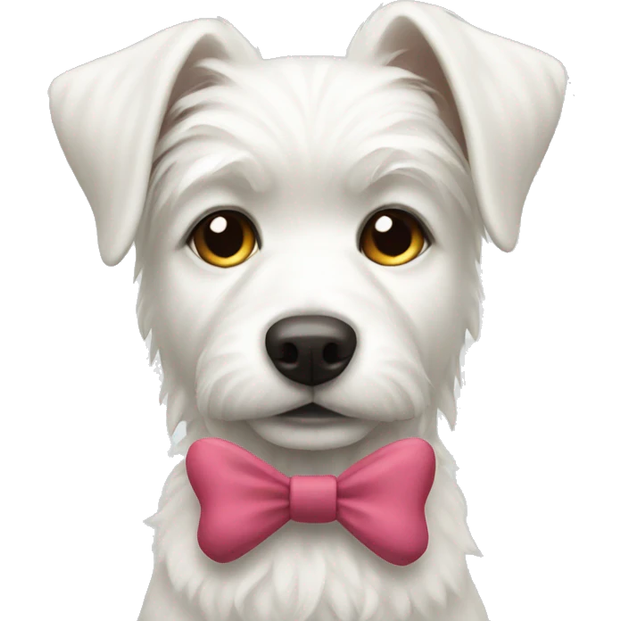 White dog with bow emoji