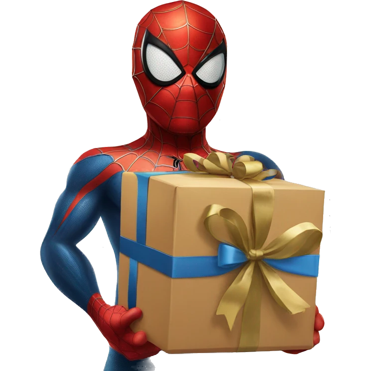 Spider-Man gives a gift emoji