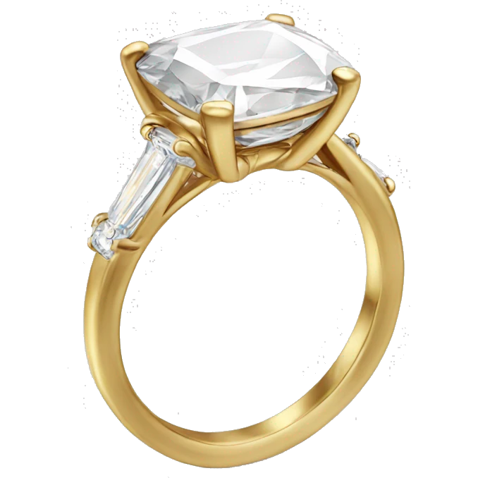 Elongated Cushion cut diamond gold ring emoji