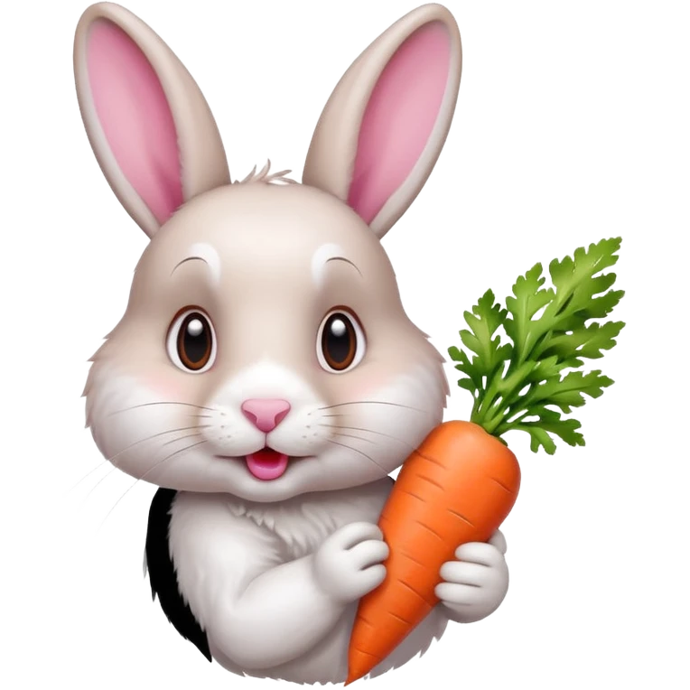 A rabbit nibbling on a carrot, surprised by the flavor, portrait, bust up emoji