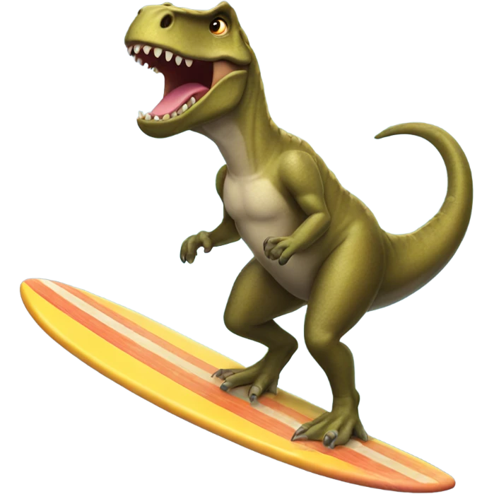 Trex riding a surf board emoji