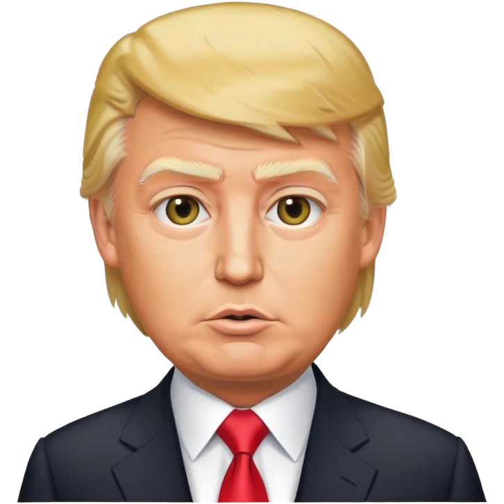 Photorealistic Donald Trump stands in a suit emoji