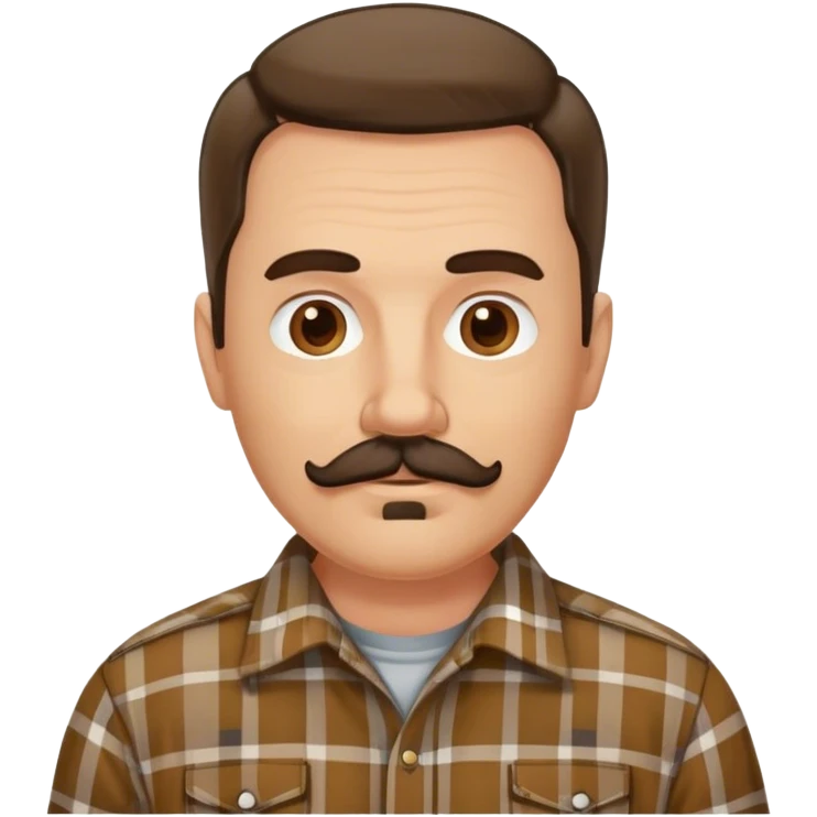 middle aged white man with dark brown mustache and goatee, wearing a plaid shirt emoji