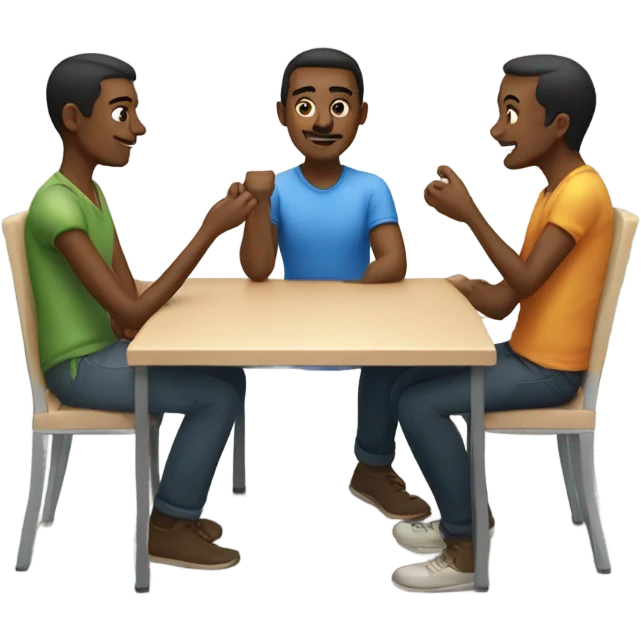 6 people sitting either side of a square table emoji
