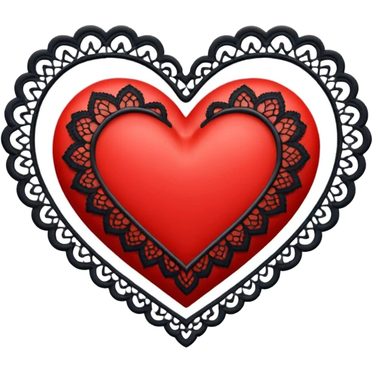 red and black heart with white lace emoji