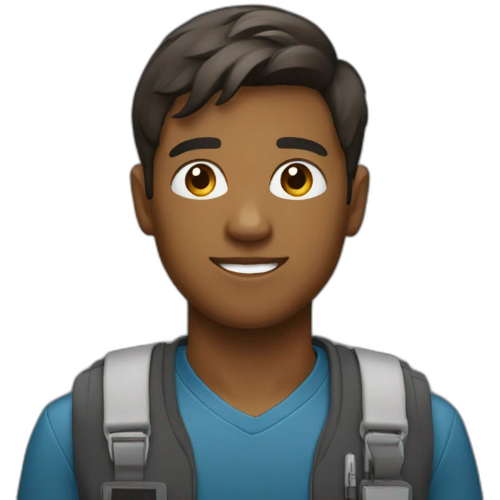 brown young man working in tech emoji