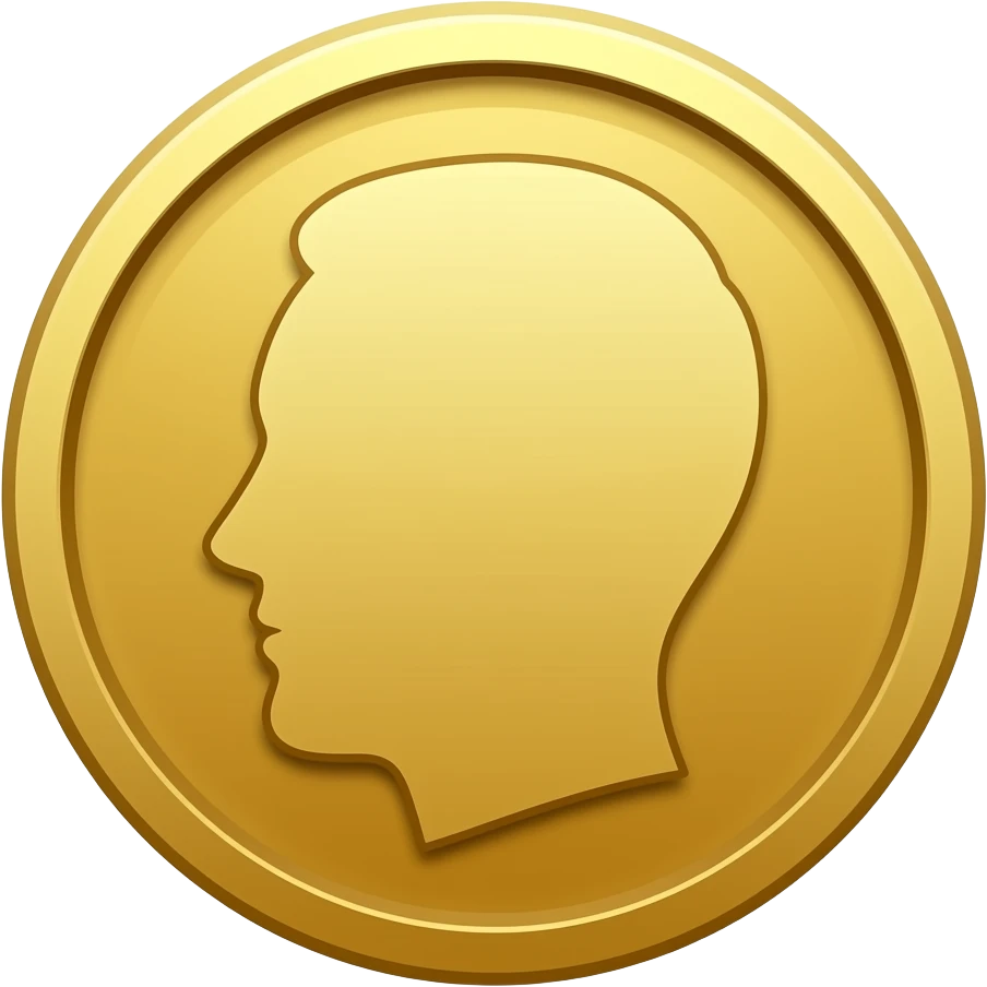 emoji of a circle gold coin with heads on top emoji