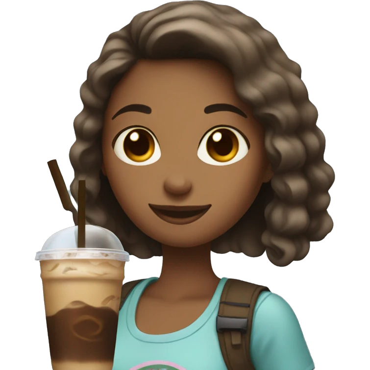 Girl holding iced coffee emoji