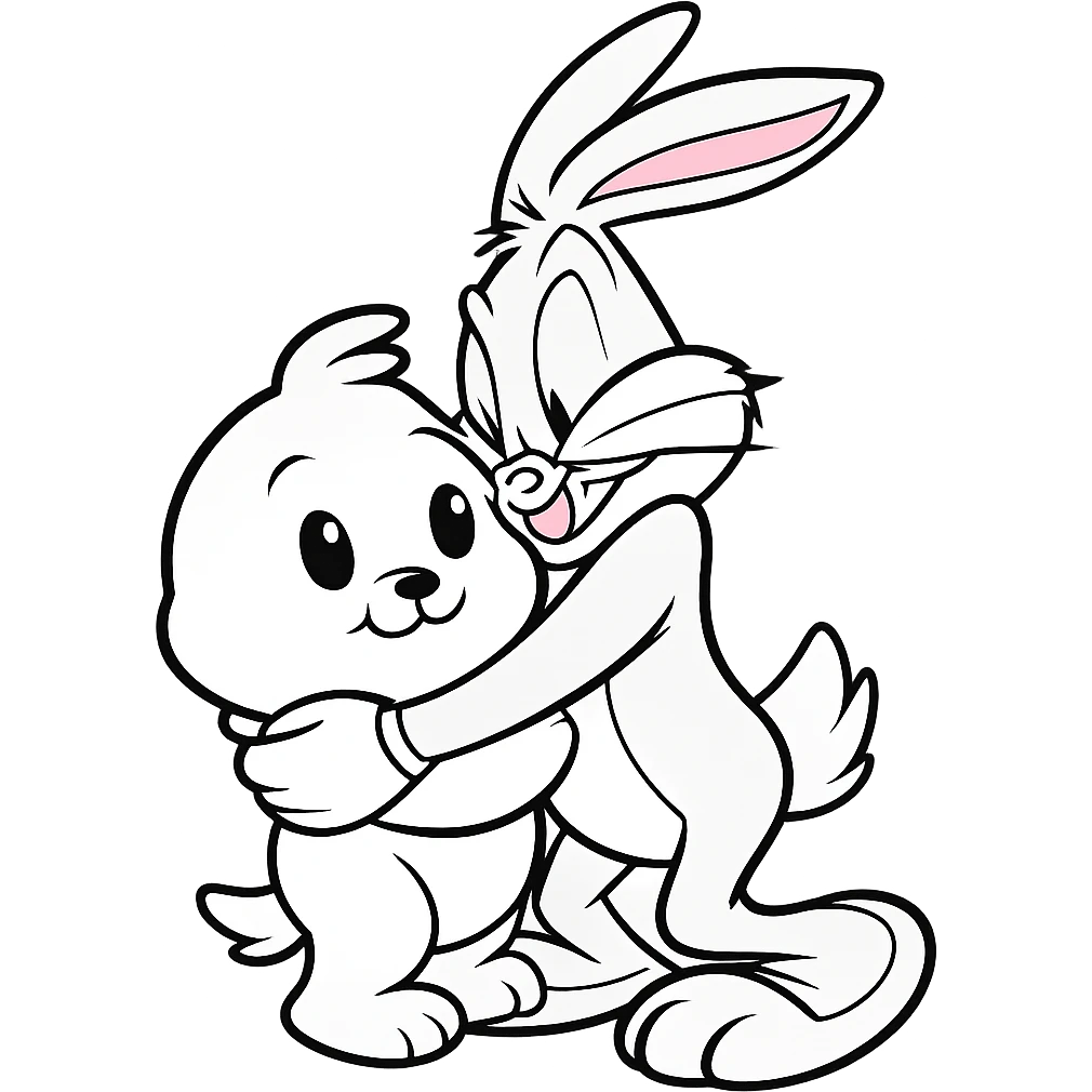 Make George white in Looney Tunes style, getting a hug. Keep the background transparent if possible. emoji