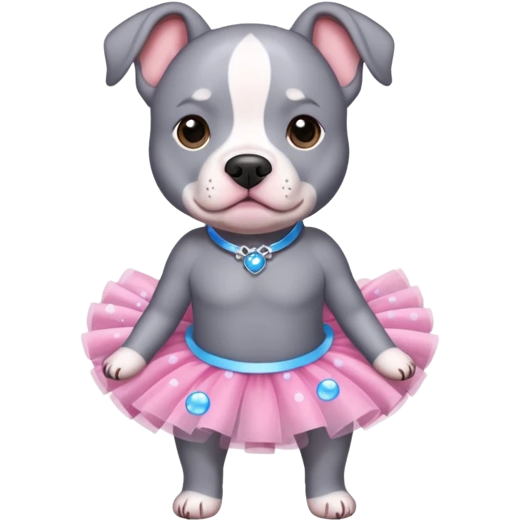 Grey Pibble in a tutu , surrounded by blue bubbles  emoji