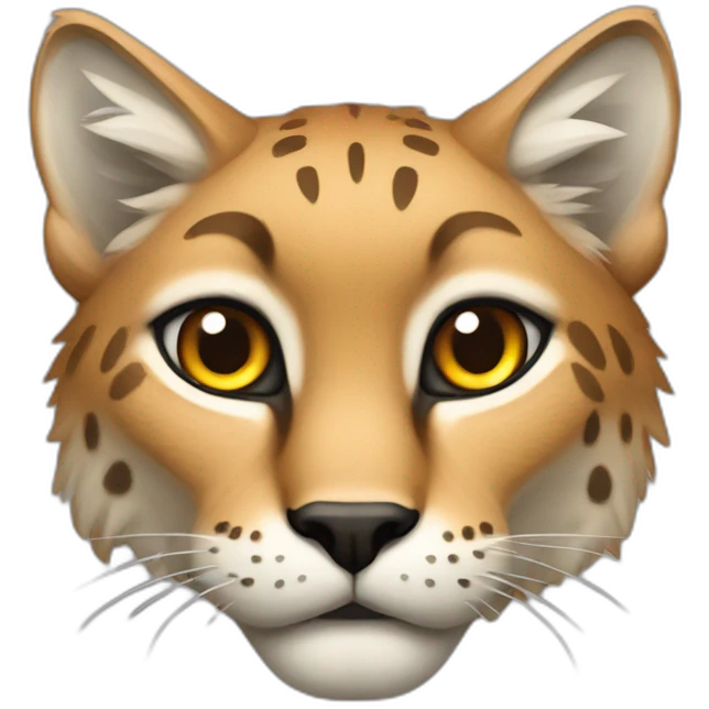 A lynx with an "M" shaped body emoji