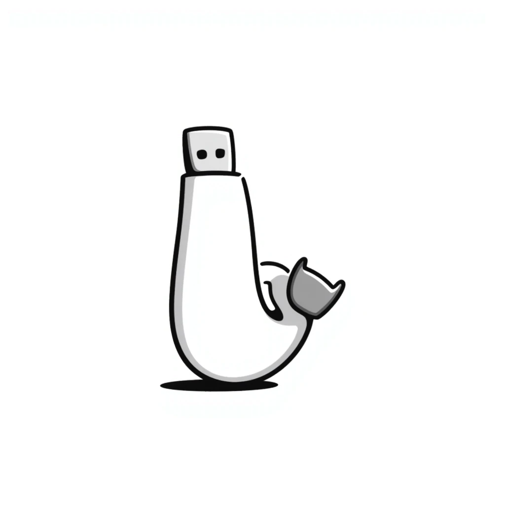 Hand drawn USB flash drive storage device with connector emoji