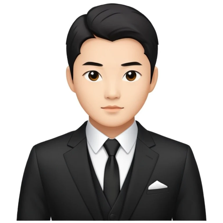 A handsome chinese actor named Xiao Yu Liang, Wearing a Black Business Suit and Black Tie emoji
