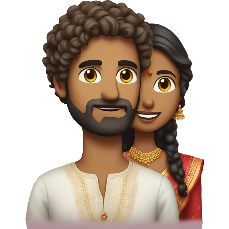 indian girl with curly hair marrying indian guy with straight hair and beard emoji
