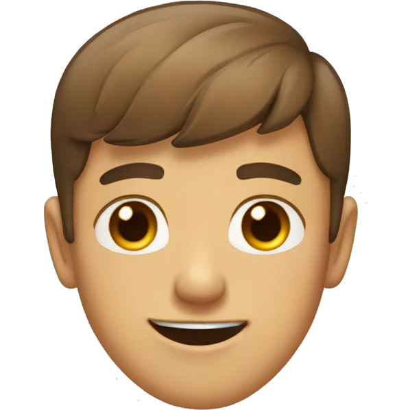 a teen guy face brown short hair brown eyes blinking eye tongue out emoji